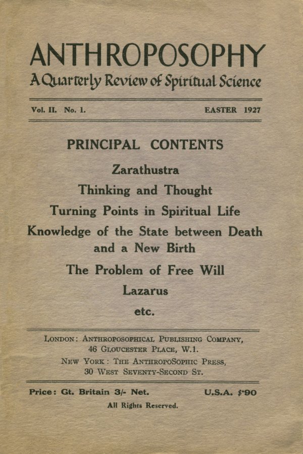 Anthroposophy Volume II Number 1 Easter 1927 image