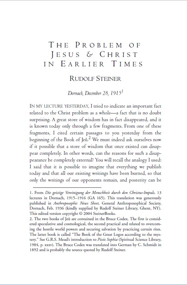 The Problem of Jesus and Christ in Earlier Times (ANS No. 4, 1936) image